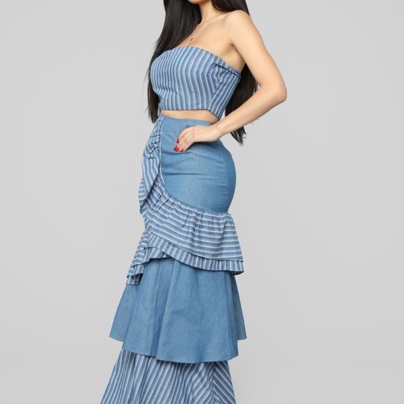 Fashion Nova Denim Skirt Set - Picture 1 of 16